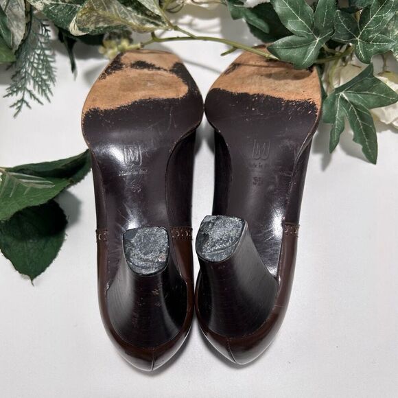 Vintage Bruno Magli Leather Pumps Women's Size 38 Brown Square Toe Slip-on - Picture 13 of 15
